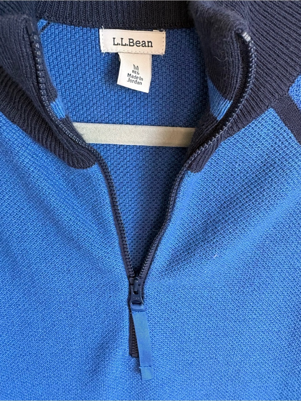 L.L. Bean Blue Fleece Quarter-Zip with Black Trim Sz M Athleisure Outdoor Hike - Picture 3 of 7